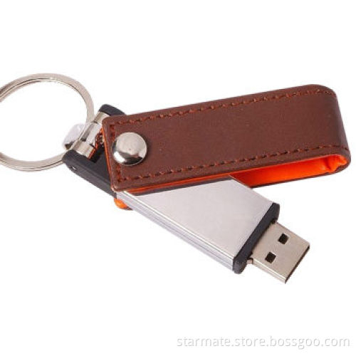 Leather USB Flash Drive with High-speed 2.0 Interface, Measures 105 x 20 x 15.5mm